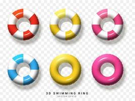 rouge, jaune, rose, bleu, blanc, d'un élément d'anneau de natation 3d sur fond transparent. illustration vectorielle vecteur