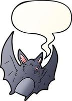 dessin animé vampire halloween chauve-souris et bulle de dialogue dans un style dégradé lisse vecteur