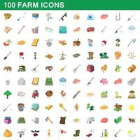 100 ensemble de ferme, style dessin animé vecteur