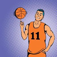 concept de joueur de basket-ball, style bande dessinée vecteur