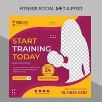 modèle de publication de médias sociaux de gym fitness vecteur