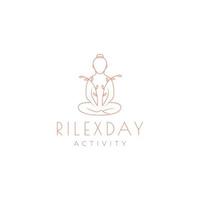ligne humaine avec fleur relax yoga logo design graphique vectoriel symbole icône illustration idée créative