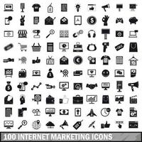Ensemble de 100 icônes de marketing internet, style simple vecteur