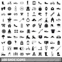 Ensemble de 100 icônes de chaussures, style simple