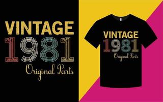 modèle de t-shirt graphique vintage anniversaire 1981 vecteur
