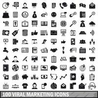 Ensemble de 100 icônes de marketing viral, style simple vecteur