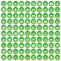 100 icônes d'application définissent un cercle vert vecteur