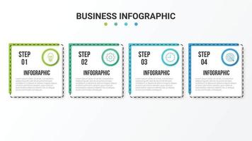 visualisation des données d'entreprise. diagramme de processus. éléments de graphique, diagramme avec 4 étapes, options, parties ou processus vecteur