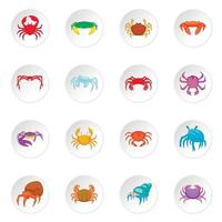 jeu d'icônes de crabe coloré vecteur