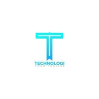 lettre t logotype couleur verte et bleue, technologie logo vecteur