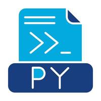 icône de deux couleurs de glyphe de fichier python vecteur