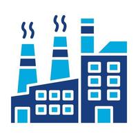 icône de deux couleurs de glyphe de pollution d'usine vecteur