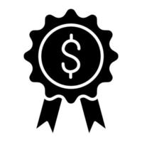 icône de glyphe d'insigne d'argent vecteur