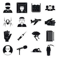 ensemble d'icônes de symboles de phobie, style simple vecteur