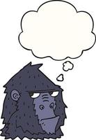 dessin animé gorille et bulle de pensée vecteur
