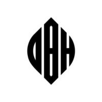 création de logo de lettre de cercle obh avec forme de cercle et d'ellipse. lettres obh ellipse avec style typographique. les trois initiales forment un logo circulaire. obh cercle emblème abstrait monogramme lettre marque vecteur. vecteur