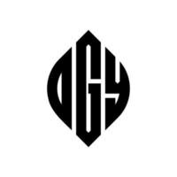 création de logo de lettre de cercle ogy avec forme de cercle et d'ellipse. lettres ogy ellipse avec style typographique. les trois initiales forment un logo circulaire. emblème de cercle ogy vecteur de marque de lettre de monogramme abstrait.