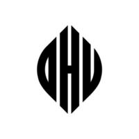 création de logo de lettre de cercle ohu avec forme de cercle et d'ellipse. lettres d'ellipse ohu avec style typographique. les trois initiales forment un logo circulaire. ohu cercle emblème abstrait monogramme lettre marque vecteur. vecteur