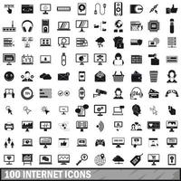 100 icônes internet définies dans un style simple vecteur