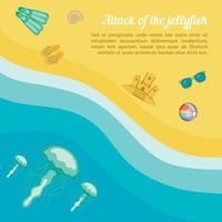 méduse de plage de concept de repos de mer, style cartoon vecteur
