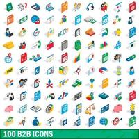 Ensemble de 100 icônes b2b, style 3d isométrique vecteur
