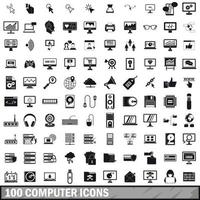 100 icônes d'ordinateur définies dans un style simple vecteur