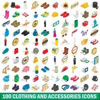 Ensemble de 100 icônes de vêtements et accessoires vecteur