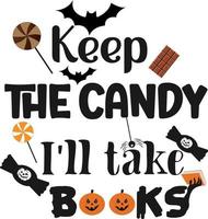 halloween, garder les bonbons les malades prendre des livres vecteur