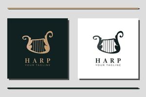 logo initial de l'instrument de harpe musicale vecteur