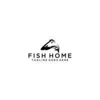 conception de signe de logo créatif poisson et maison vecteur