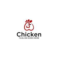 conception de signe de logo de poulet et d'amour vecteur