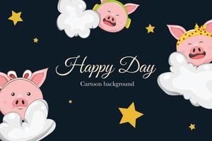 fond de dessin animé animal cochon mignon vecteur