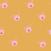 modèle sans couture de dessin animé animal cochon mignon vecteur