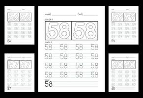 tracer et colorier les feuilles de calcul des nombres apprendre les nombres. vecteur