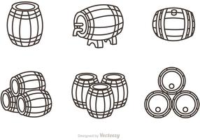 Whisky Barrel Outline Icons Vector