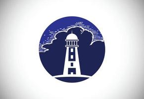 emblème de logo de phare professionnel moderne. logo du port, vecteur de conception de logo de phare