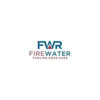 lettre fwr création de signe de logo feu et eau vecteur