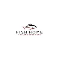 conception de signe de logo créatif poisson et maison vecteur