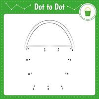 relier les points. seau. ustensile. jeu éducatif point à point. livre de coloriage pour la feuille de travail d'activité des enfants d'âge préscolaire. illustration vectorielle. vecteur