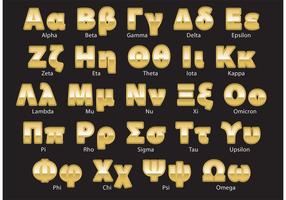 Alphabet grec d'or vecteur