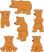 collection de dessins animés mignon ours brun vecteur