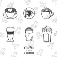 jeu d'icônes de dessin de café. illustration vectorielle. vecteur