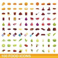 Ensemble de 100 icônes alimentaires, style dessin animé