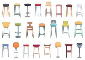 icônes de tabouret de bar définies vecteur de dessin animé. chaise banc
