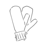 croquis de vecteur de gants mitaines