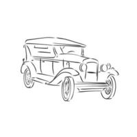 croquis de vecteur de voiture rétro