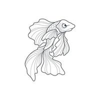 vecteur d'art de ligne de poisson betta. conception graphique d'art en ligne de poisson betta pour la décoration murale