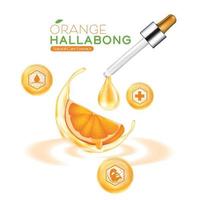 jeju island orange hallabong vitamine sérum humidité soins de la peau cosmétique. vecteur