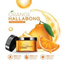 jeju island orange hallabong vitamine sérum humidité soins de la peau cosmétique. vecteur