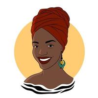 femme noire. fille afro-américaine dans un turban rouge. illustration vectorielle de mode vecteur